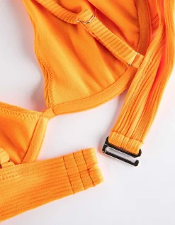 Bikinitop - Fijne ribstof - oranje
