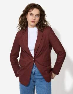 Blazer - Linnenmix - donkerbruin