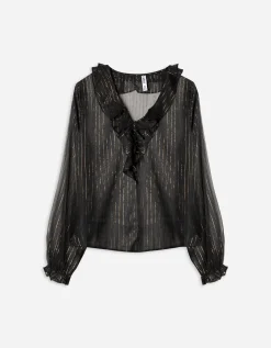 Blouse - Chiffon - zwart