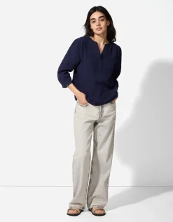 Blouse - Effen - donkerblauw