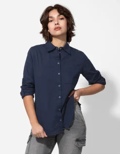 Blouse - Katoen - donkerblauw