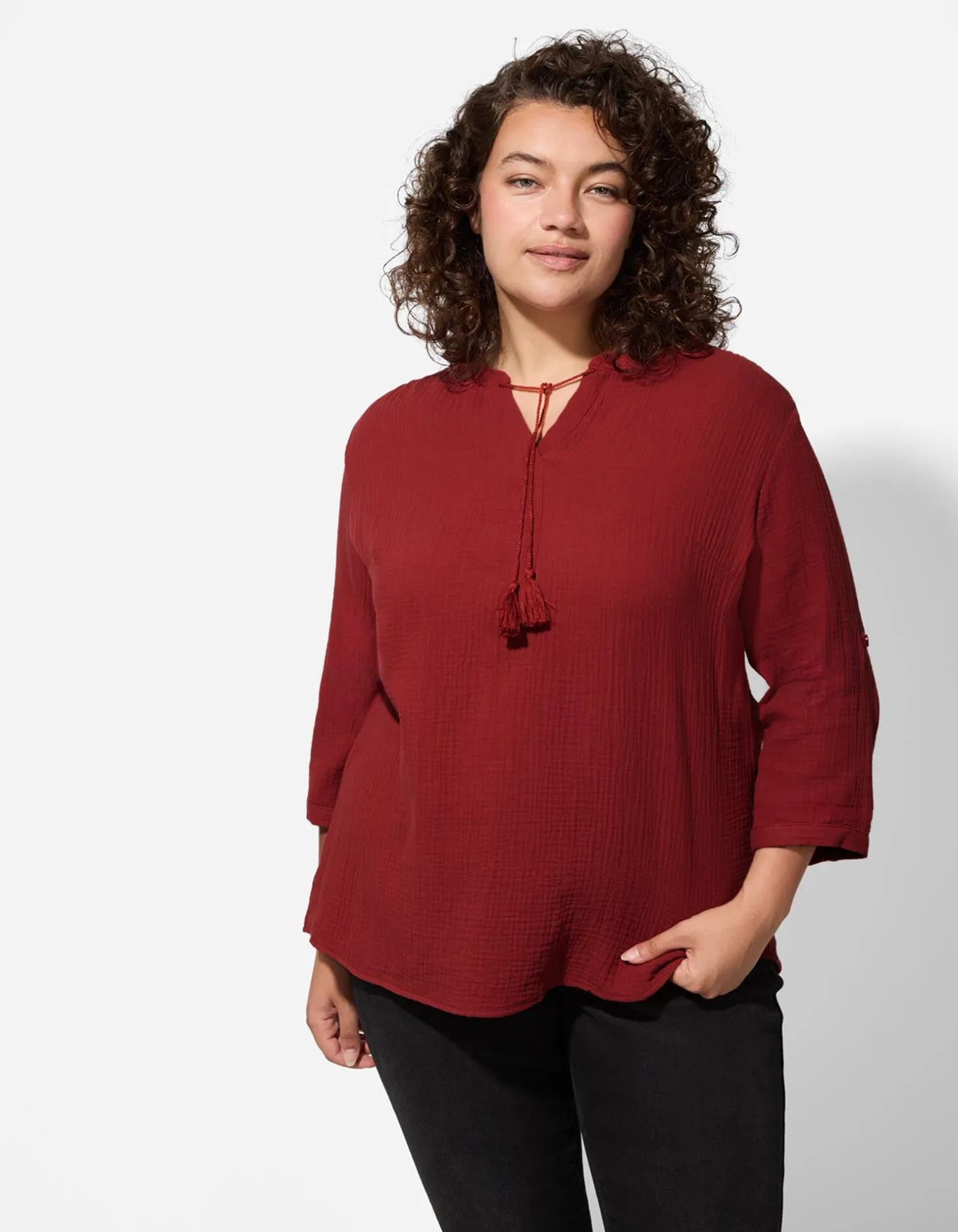 Blouse - Katoen - donkerrood