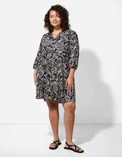 Blouse - Motief all-over - zwart