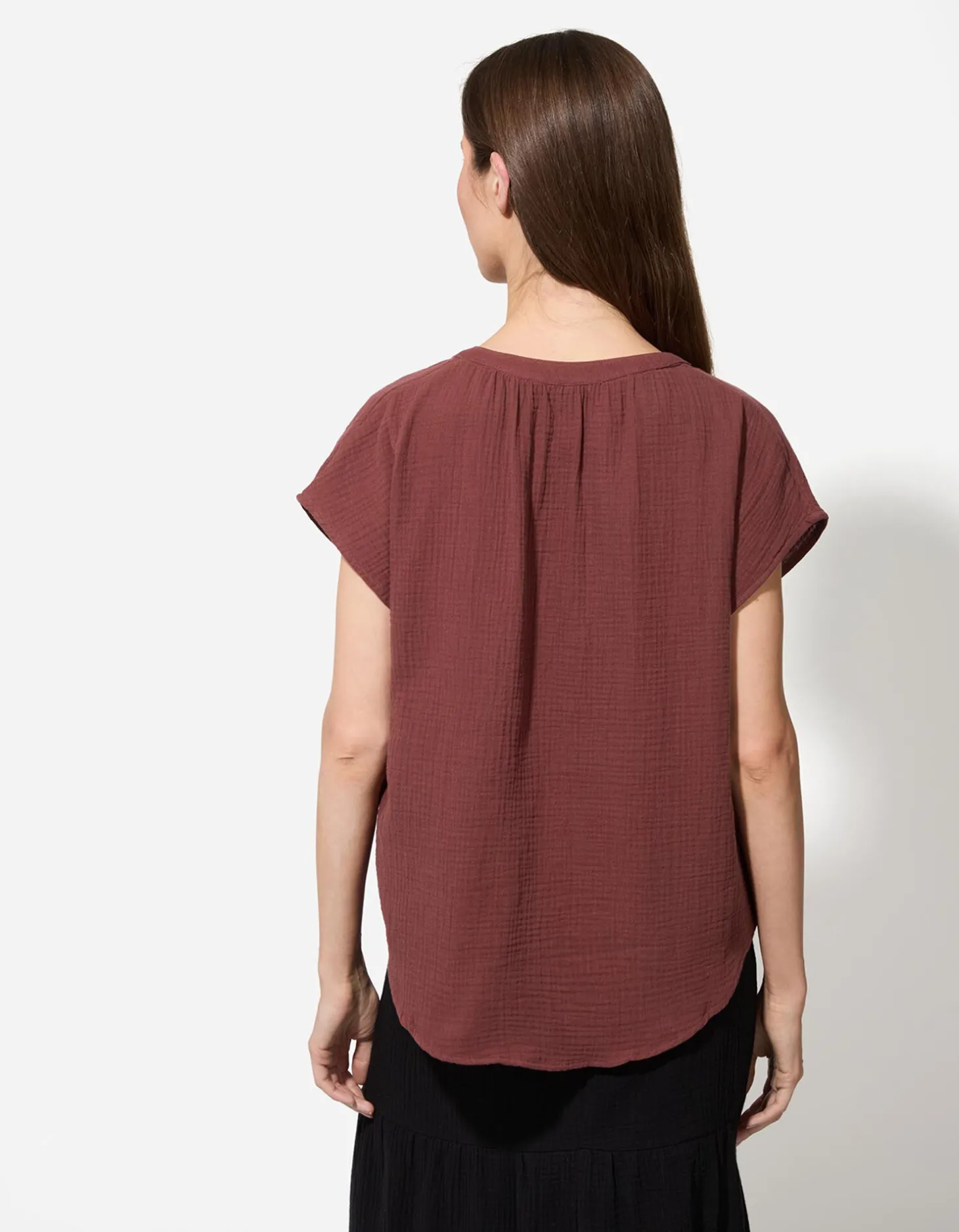 Blouse - Mousseline - donkerbruin