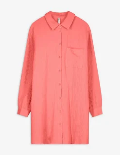 Blouse - Overhemd kraag - lichtrood