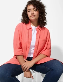 Blouse - Overhemd kraag - lichtrood