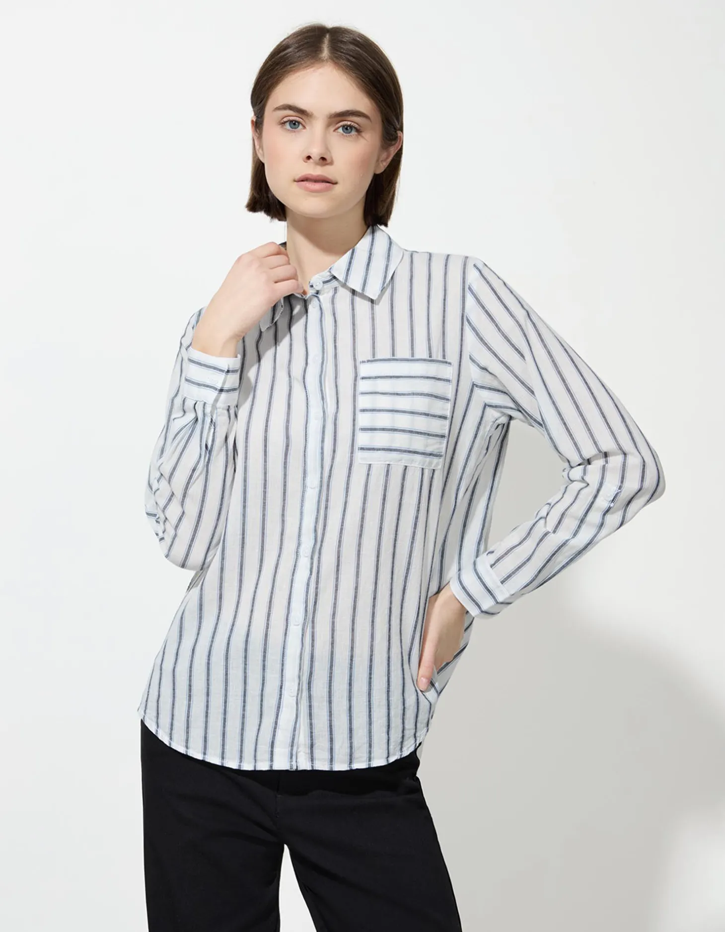 Blouse - Strepen - donkerblauw