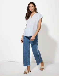 Blouse - V-hals - lichtblauw