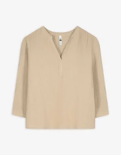 Blouse - V-hals - lichtbruin