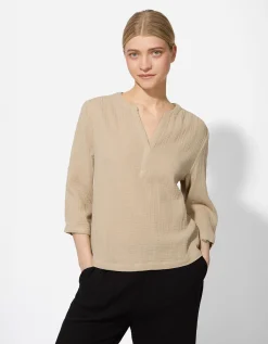 Blouse - V-hals - lichtbruin