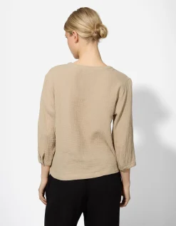 Blouse - V-hals - lichtbruin