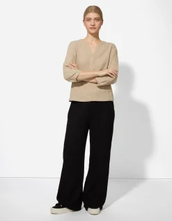 Blouse - V-hals - lichtbruin