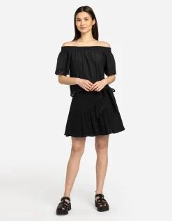 Blouseshirt - Carmenhals - zwart