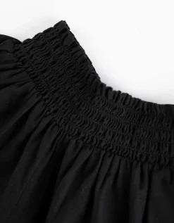 Blouseshirt - Carmenhals - zwart