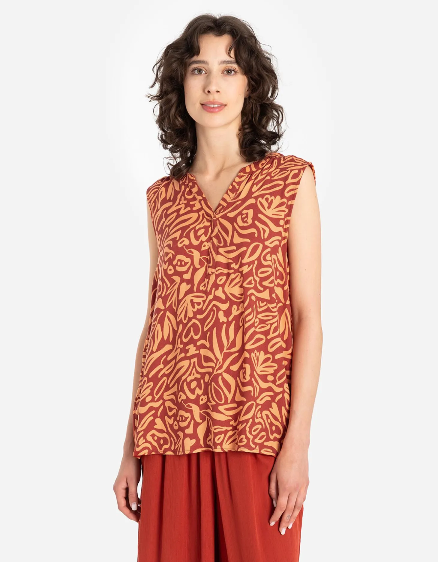 Blouseshirt - LENZING™ ECOVERO™ - donkerrood