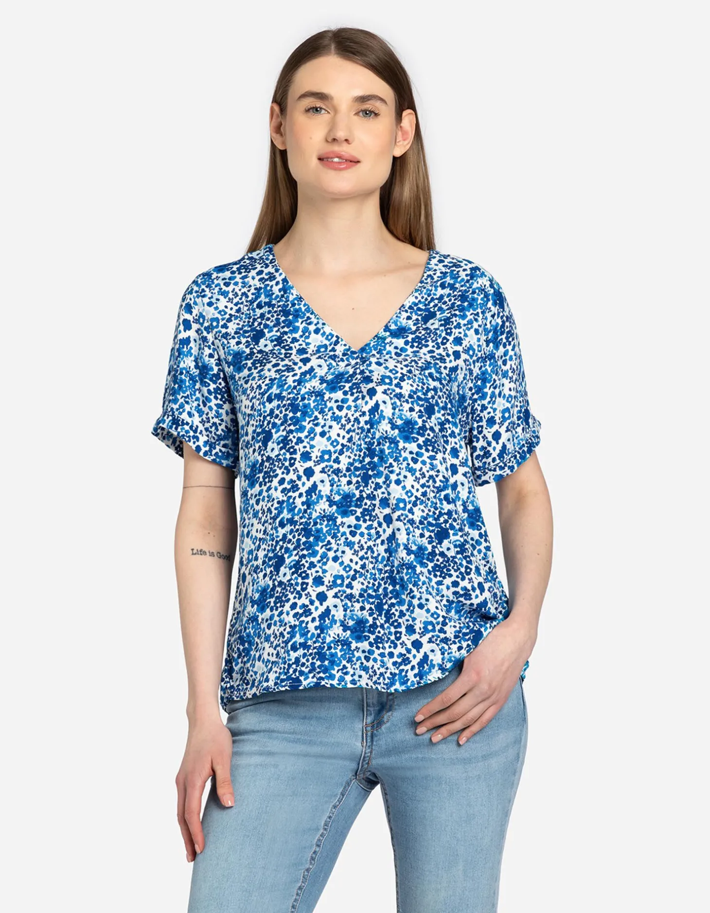 Blouseshirt - LENZING™ ECOVERO™ - lichtblauw
