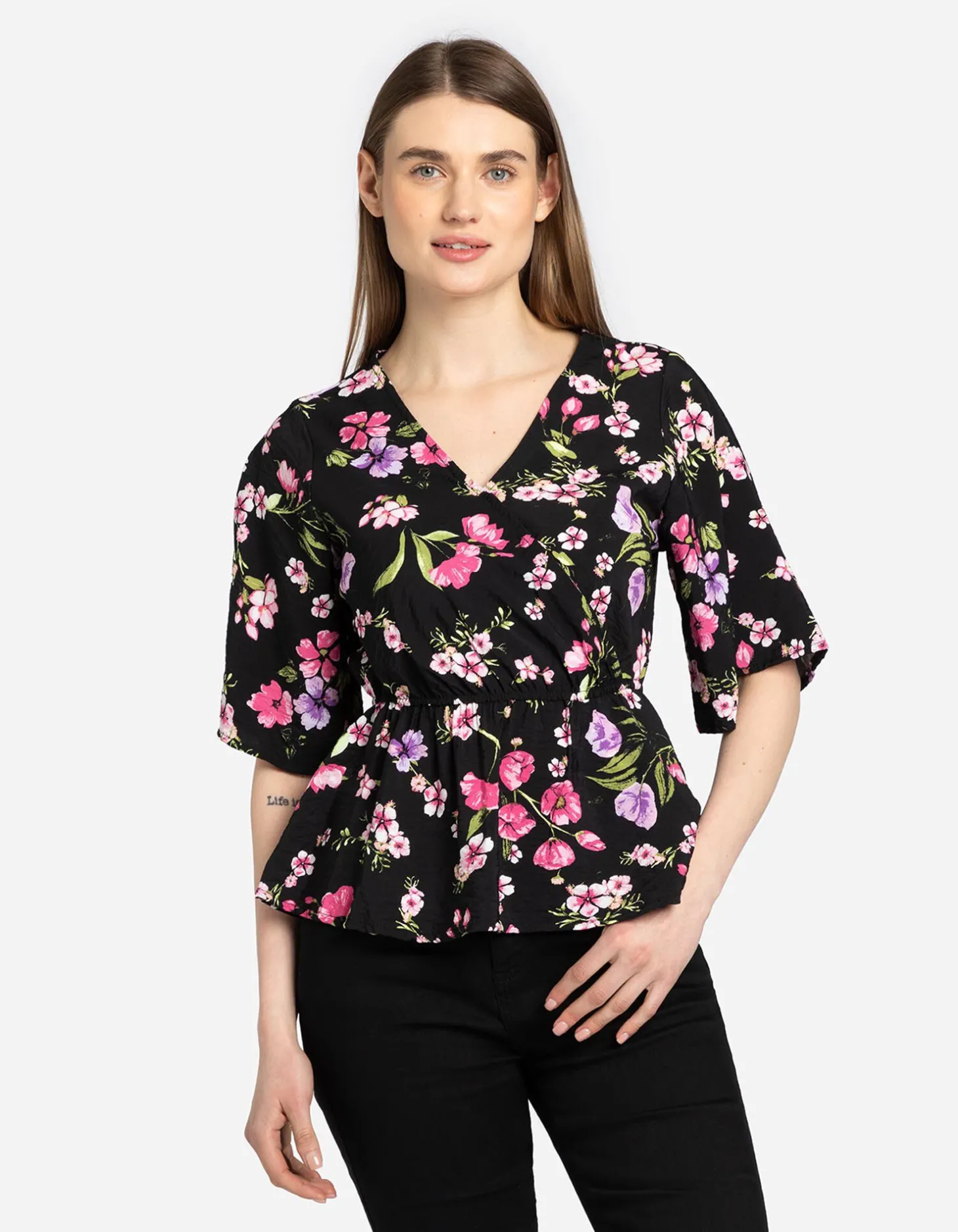 Blouseshirt - LENZING™ ECOVERO™ - zwart