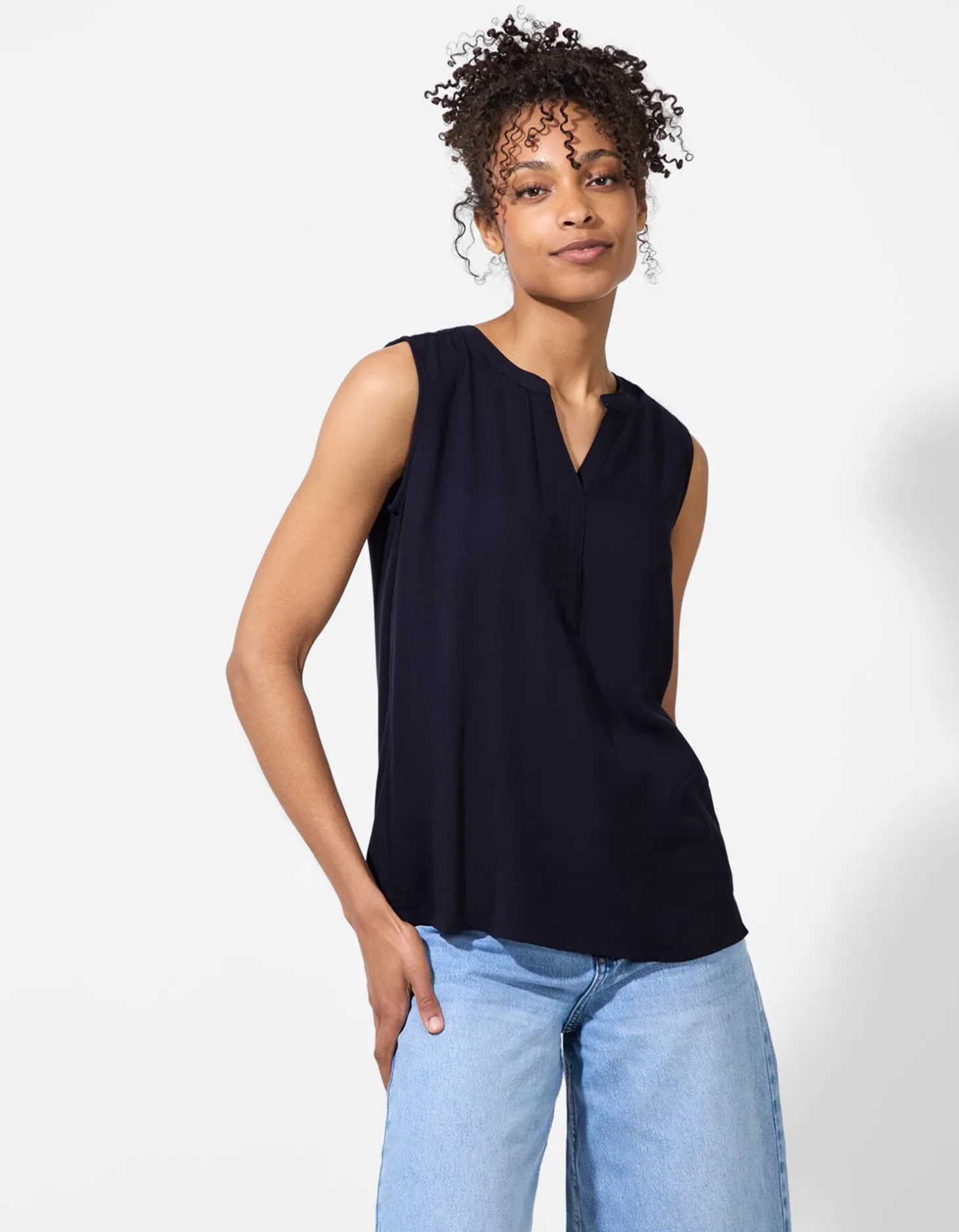blousetop - Effen - donkerblauw