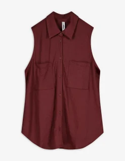 blousetop - Linnenlook - donkerrood