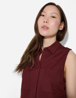 blousetop - Linnenlook - donkerrood