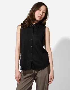 blousetop - Linnenlook - zwart