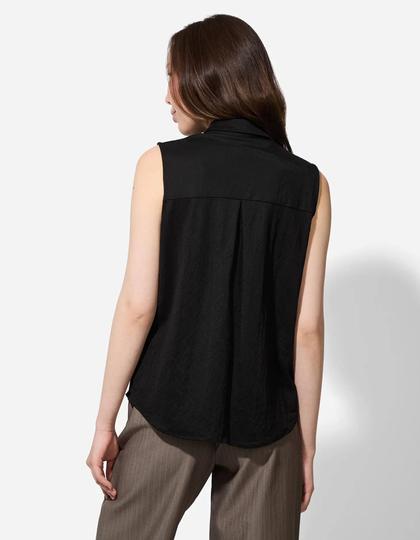 blousetop - Linnenlook - zwart