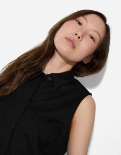 blousetop - Linnenlook - zwart