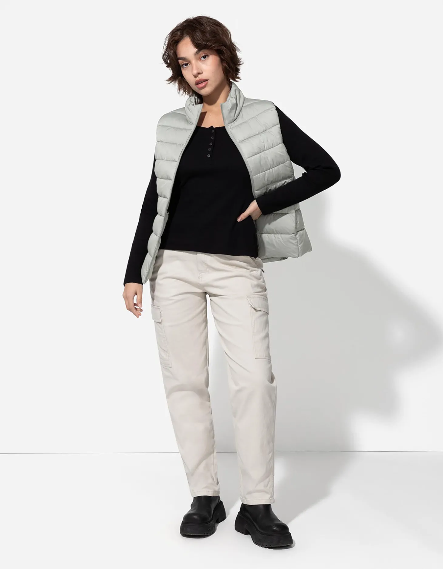 Bodywarmer - Opstaande kraag - donkergroen