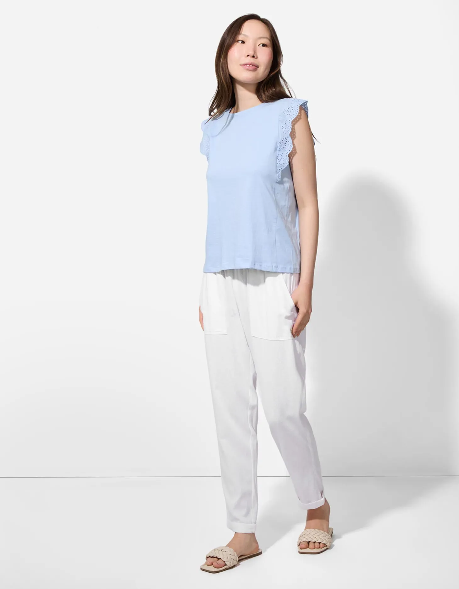 Broek - Linnenmix - wit