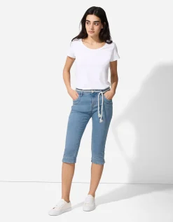 Capribroek - Hoge taille - blauw