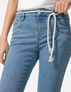 Capribroek - Hoge taille - blauw