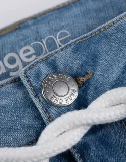 Capribroek - Hoge taille - blauw