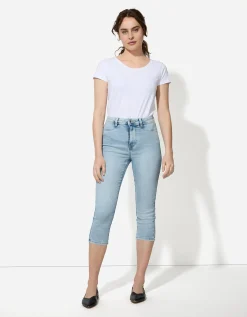 Capribroek - Hoge taille - lichtblauw