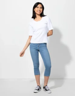 Capribroek - Hoge taille - blauw