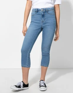 Capribroek - Hoge taille - blauw