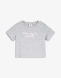 Cropped shirt - Borduursels - grijs