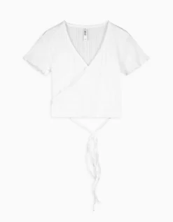Cropped shirt - Vetersluiting - wit