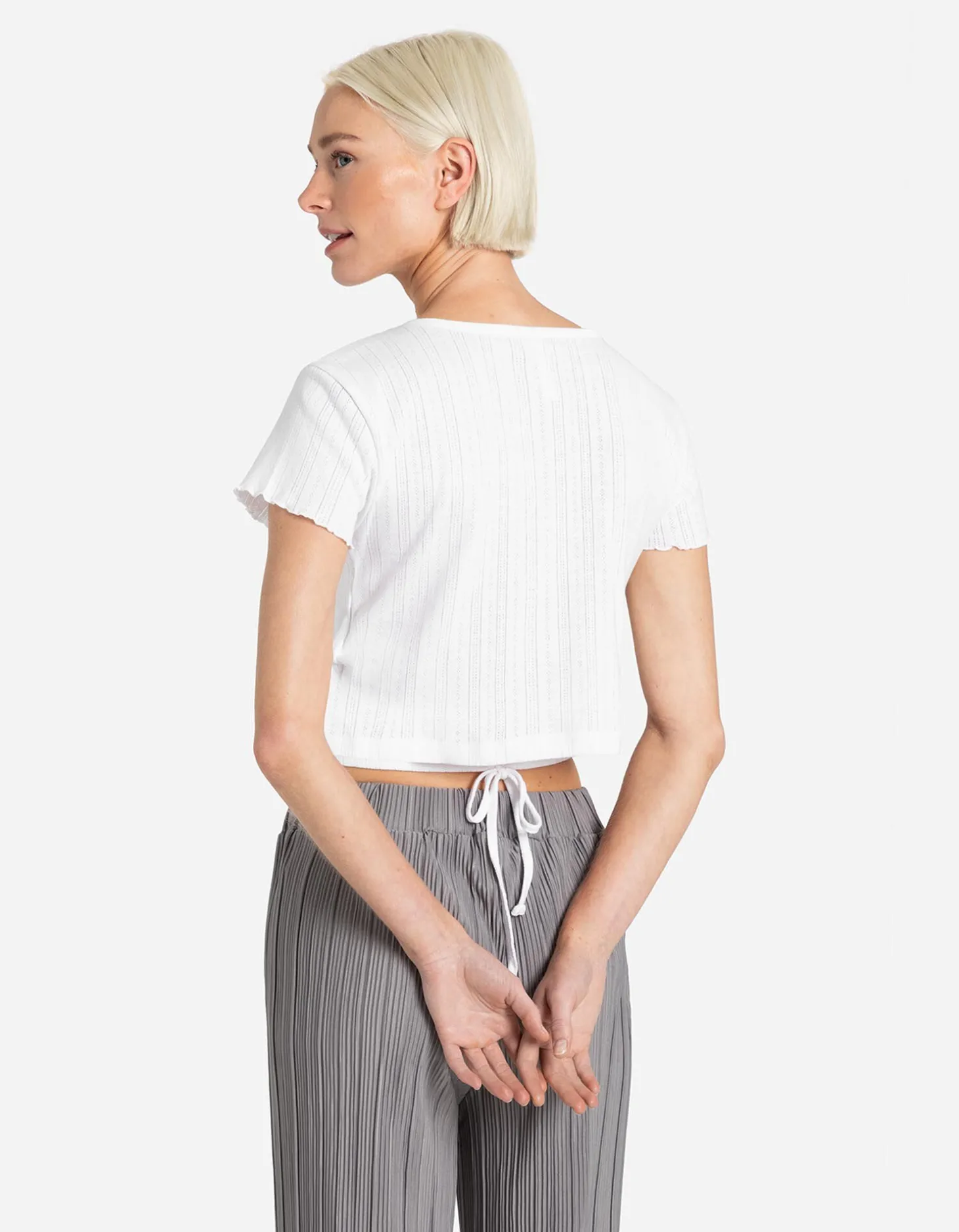 Cropped shirt - Vetersluiting - wit
