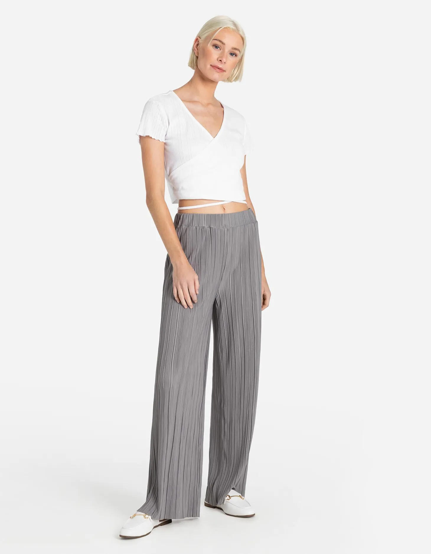 Cropped shirt - Vetersluiting - wit