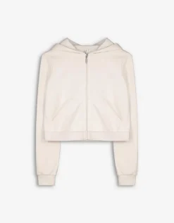 Cropped sweatjack - Capuchon met tunnelkoord - wit