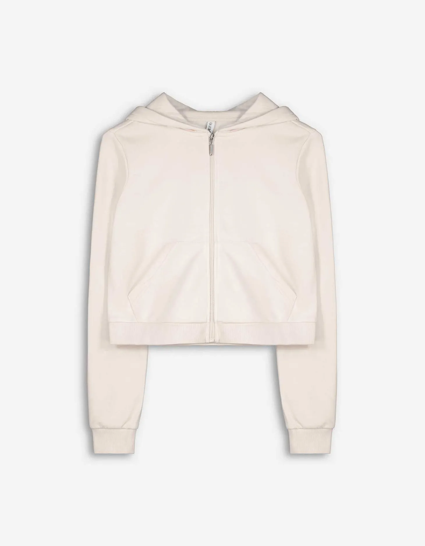 Cropped sweatjack - Capuchon met tunnelkoord - wit