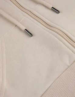 Cropped sweatjack - Capuchon met tunnelkoord - wit