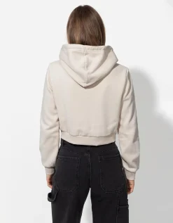Cropped sweatjack - Capuchon met tunnelkoord - wit