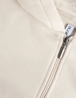 Cropped sweatjack - Capuchon met tunnelkoord - wit