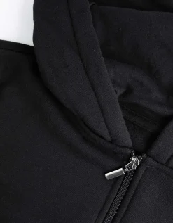 Cropped sweatjack - Capuchon met tunnelkoord - zwart
