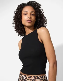 Cropped top - Effen - zwart