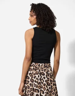 Cropped top - Effen - zwart