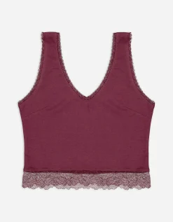 Cropped top - Met kant - donkerrood