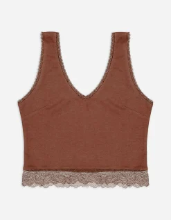 Cropped top - Met kant - lichtbruin