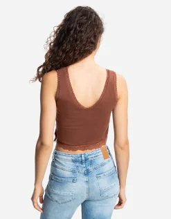Cropped top - Met kant - lichtbruin